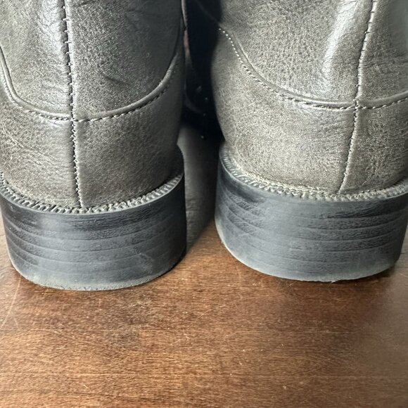 A2 by Aerosoles Women’s Leather Boots 7 Gray Block Heel Strap Buckle Booties - Picture 7 of 8